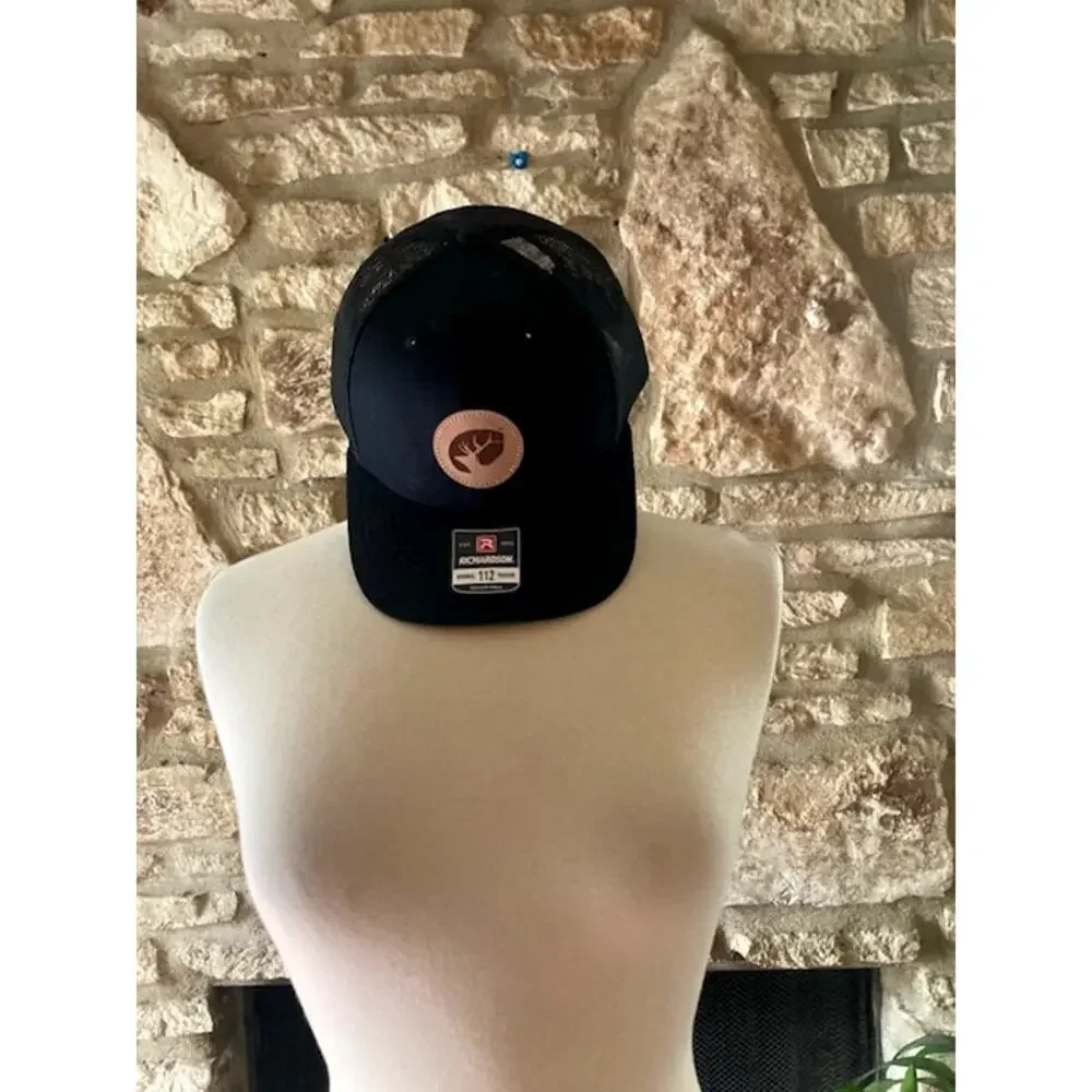 New! Black Buck Deer Trucker Hat - Richardson 112 Mesh Hat